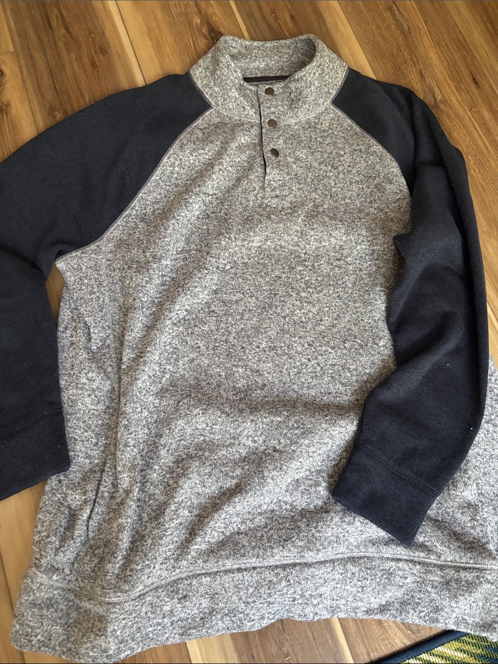 Sonoma Gray Heather Pullover Cardigan with Black Sleeves